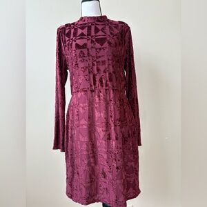 Material Girl Long Sleeve Burgundy Dress